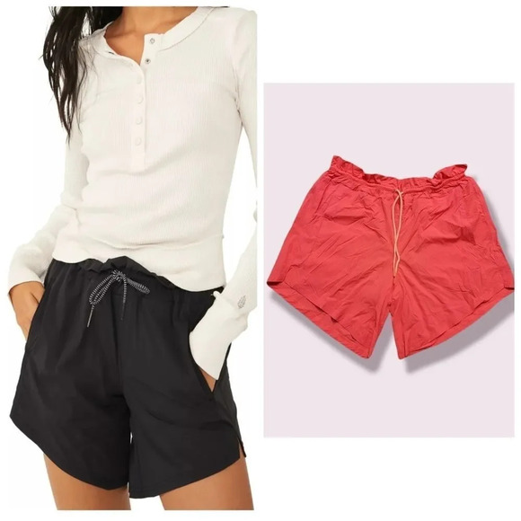NWOT FREE People High Waisted Drawstring Nylon Light Weight Shorts - Picture 1 of 8